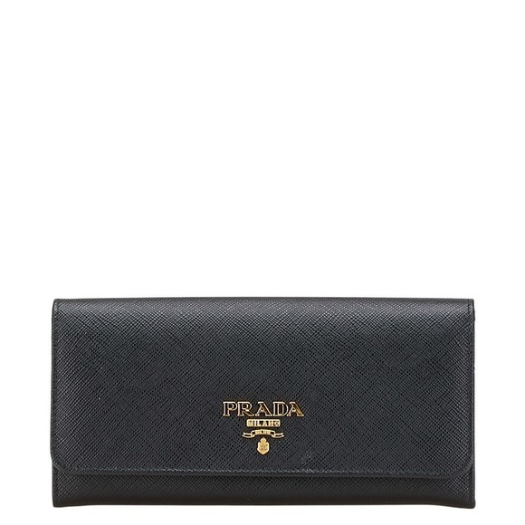 Prada leather Wallet Saffiano long black - Picture 1 of 8